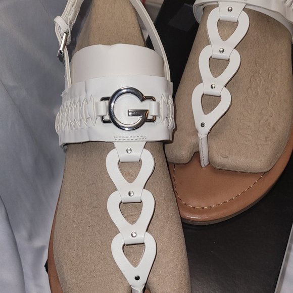 GBG Los Angeles Slingback Sandals Lovey White 8M Manmade Faux Leather - Picture 4 of 16